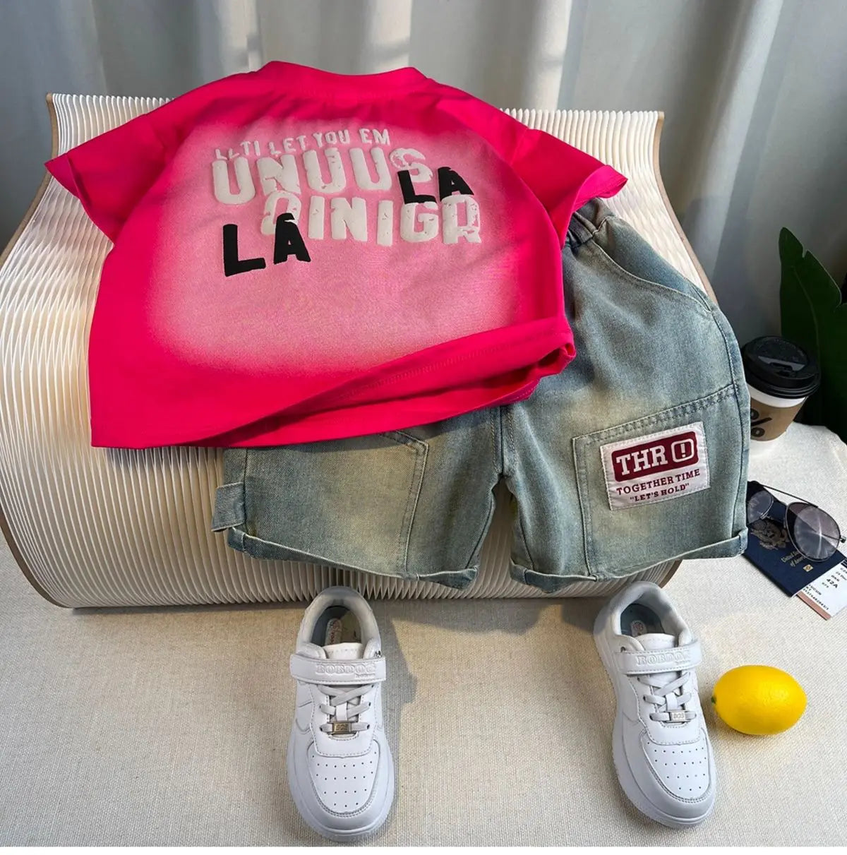 Hot Sale Fashion Baby Boy Suit Summer Clothes Short Sleeve T-shirt Short Jeans 2 Piece Set Kids Outfit  Children's Costume