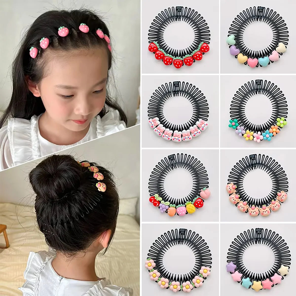 Professional Kids Anti-Frizz Hair Finishing Comb Invisible Circular Headbands for Flyaway Control Girls Cute Hair Jewelry Fixer
