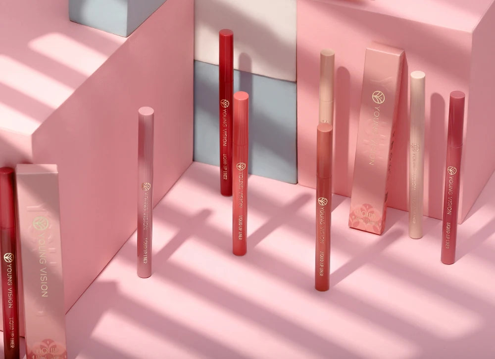 12 color matte liquid lipliner sponge gourd head fog surface bare color waterproof lip glaze red pen