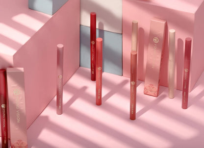 12 color matte liquid lipliner sponge gourd head fog surface bare color waterproof lip glaze red pen