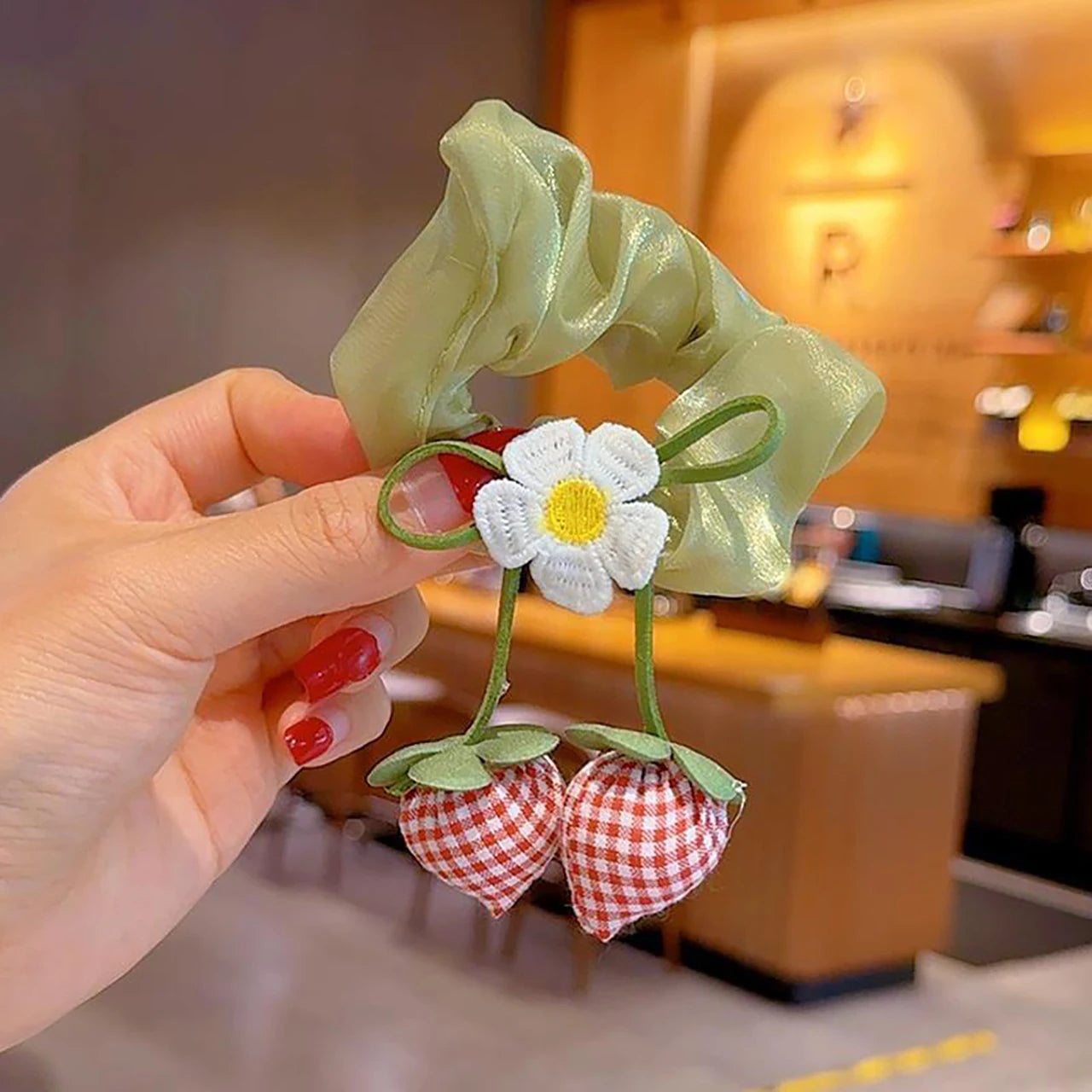 Sweet Flower Bow Princess Girl Hair Ropes Fairy Strawberry Pendant Rubber Bands Ponytail Meatball Heads Headwear Kids Headflower
