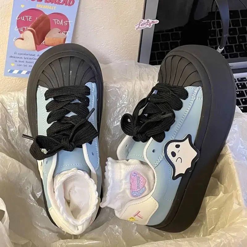 Shoes for Women High on Platform Round Toe Woman Footwear Trends  Comfortable and Elegant Walking Aesthetic Vulcanized Shoe