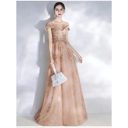 Banquet Evening Dress Dress Female 2025 New Style Temperament Company Annual Meeting Birthday Glitter Host Art Exam Tail Dress