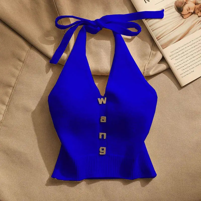 Slim Fit Knitted ter Top Women's Inner Wear Summer Sexy oulder Baring ort Svel irt Outerwear Trendy