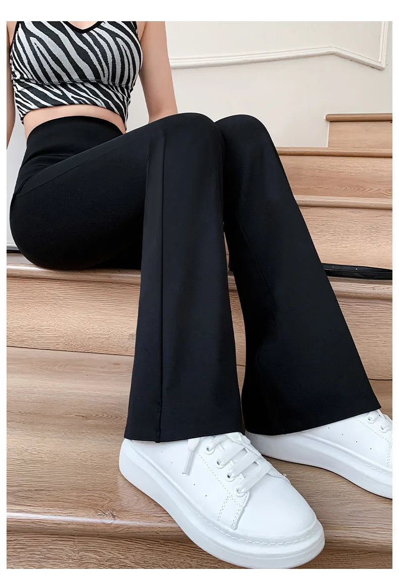 Women Flare Pants Slim High Waist Solid Sexy Shark Flare Pants Elastic Butt Lift Skinny Leggings Fashion Casual Streetwear