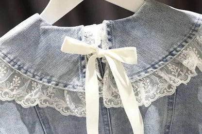 1-10 Years Baby Girls Denim Jacket New Fashion Kids Jean Coat For Girls Sweet Lace Design Princess Outerwear Children's Clothing