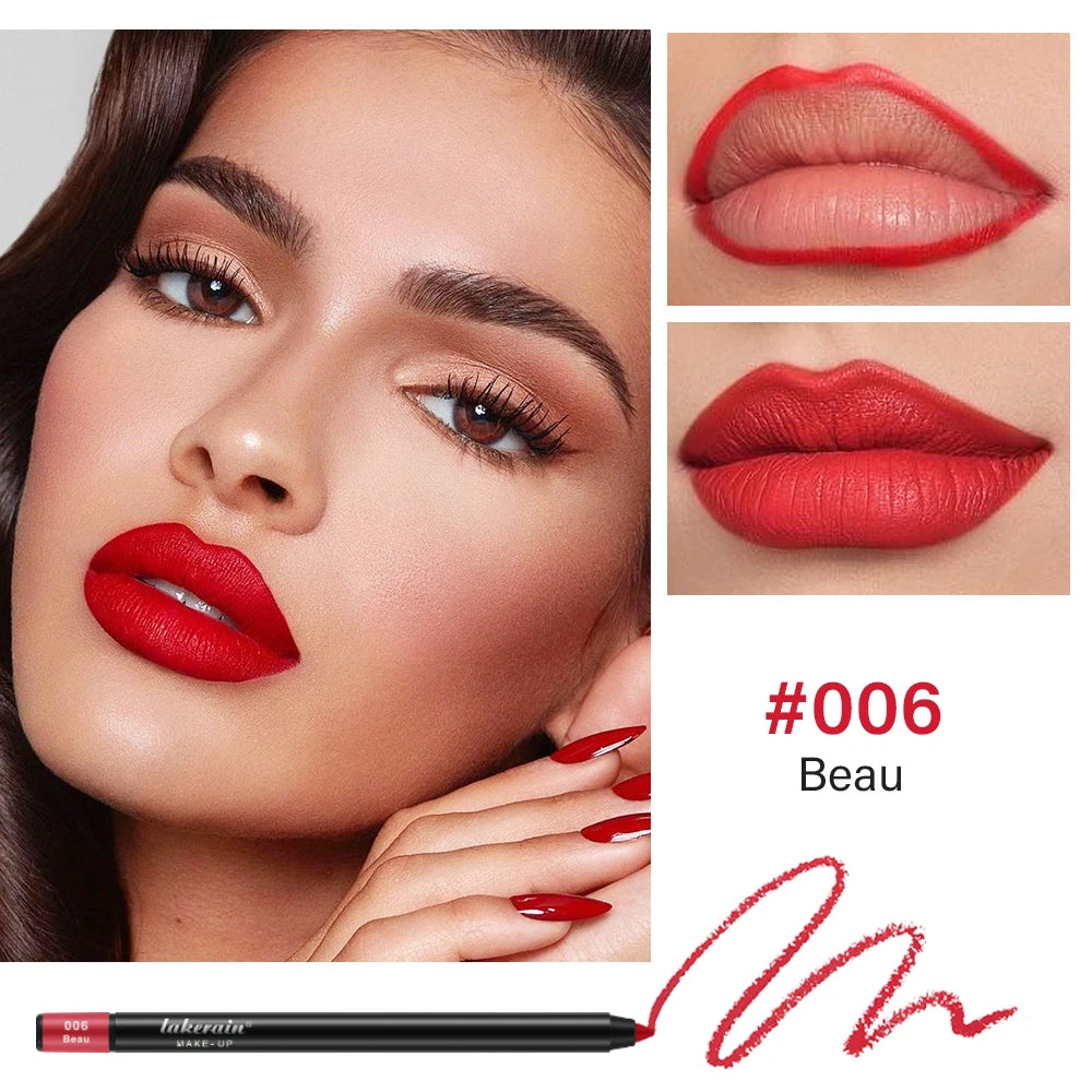 Lipliner Pencil Waterproof Matte Red Contour Tint Lipstick Long Lasting Non-stick Cup Moisturising Lips Makeup 12 Colors