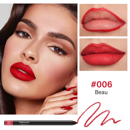 Lipliner Pencil Waterproof Matte Red Contour Tint Lipstick Long Lasting Non-stick Cup Moisturising Lips Makeup 12 Colors