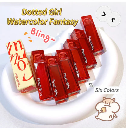 PEACHWHO Ruby Velvet Foggy Lip Glaze Matte Lip Stain Moisturizing Longlasting Waterproof Natural Smooth Silky Lipstick Cosmetics