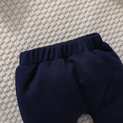 Boys and Girls Autumn and Winter New Cartoon Letter Hat Bear Embroidered Long Sleeve Hoodie Long Pants Two Piece Set