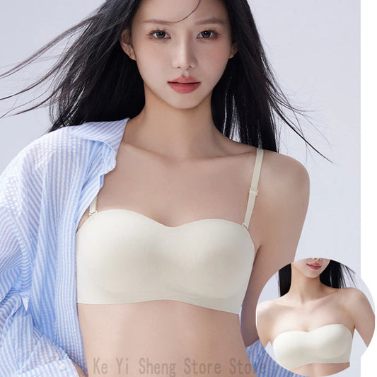 Women's underwear: detachable shoulder strap underwear, anti-slip strapless bra, cinched breasts, and wraparound bra