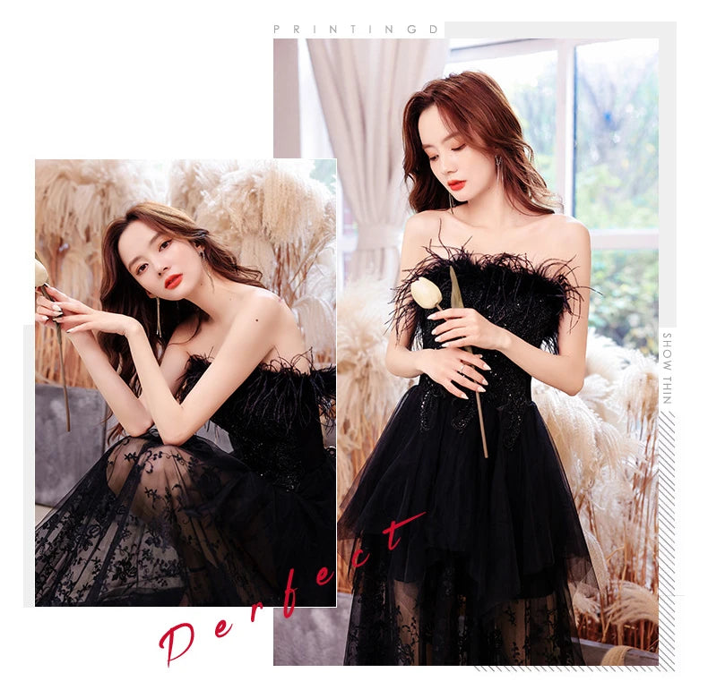2025 Singing host Party Dresses Woman White Black Dresses for Women Evening Festive Special Occasions Luxurious Gala Dress