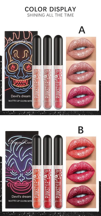 Lip Glaze Long-Lasting Matte Glitter Non-Fading Non-Stick Cup Non-Fading Lip Gloss Metal Shiny Lip Gloss Valentine's Day Gift Lip Glaze