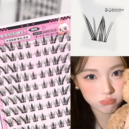 10 Rows of Large Capacity Glue-free False Eyelashes Single Cluster 10-12MM C-curled Natural Self-adhesive false Eyelashes