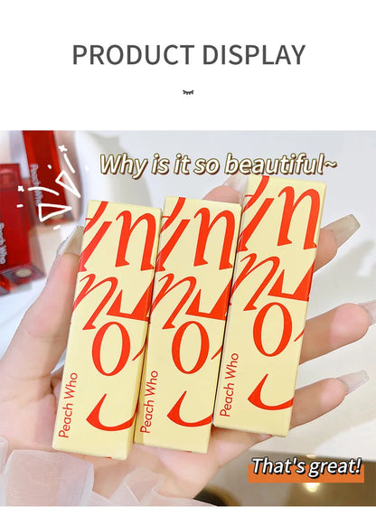 PEACHWHO Ruby Velvet Foggy Lip Glaze Matte Lip Stain Moisturizing Longlasting Waterproof Natural Smooth Silky Lipstick Cosmetics