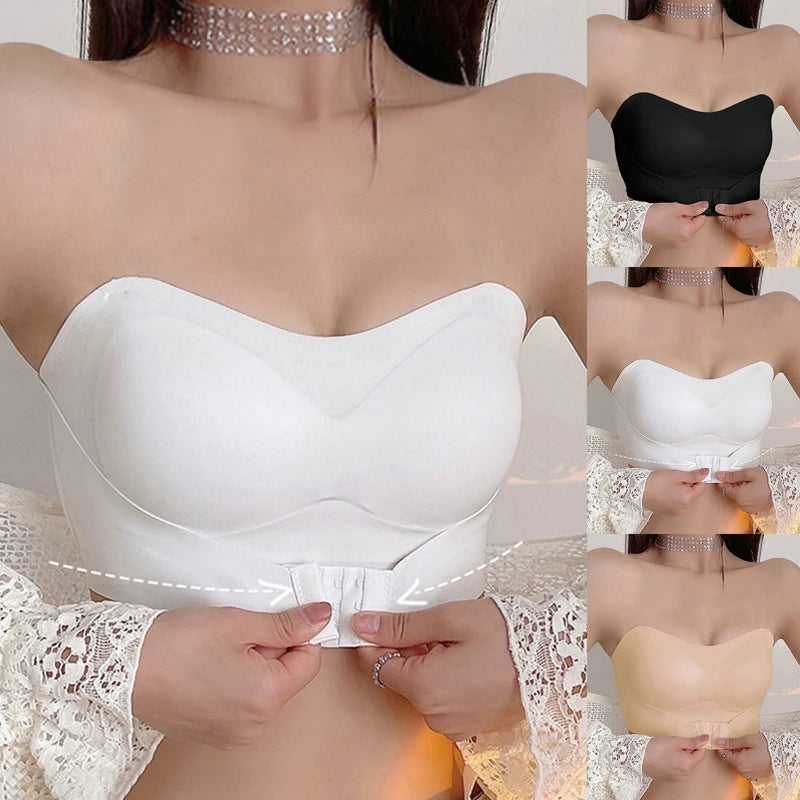 Invisible Strapless Bra For Women Wireless Push Up Non Slip Wedding Brassiere Big Breasts Underwear Sexy Lingerie S-Xl Plus Size