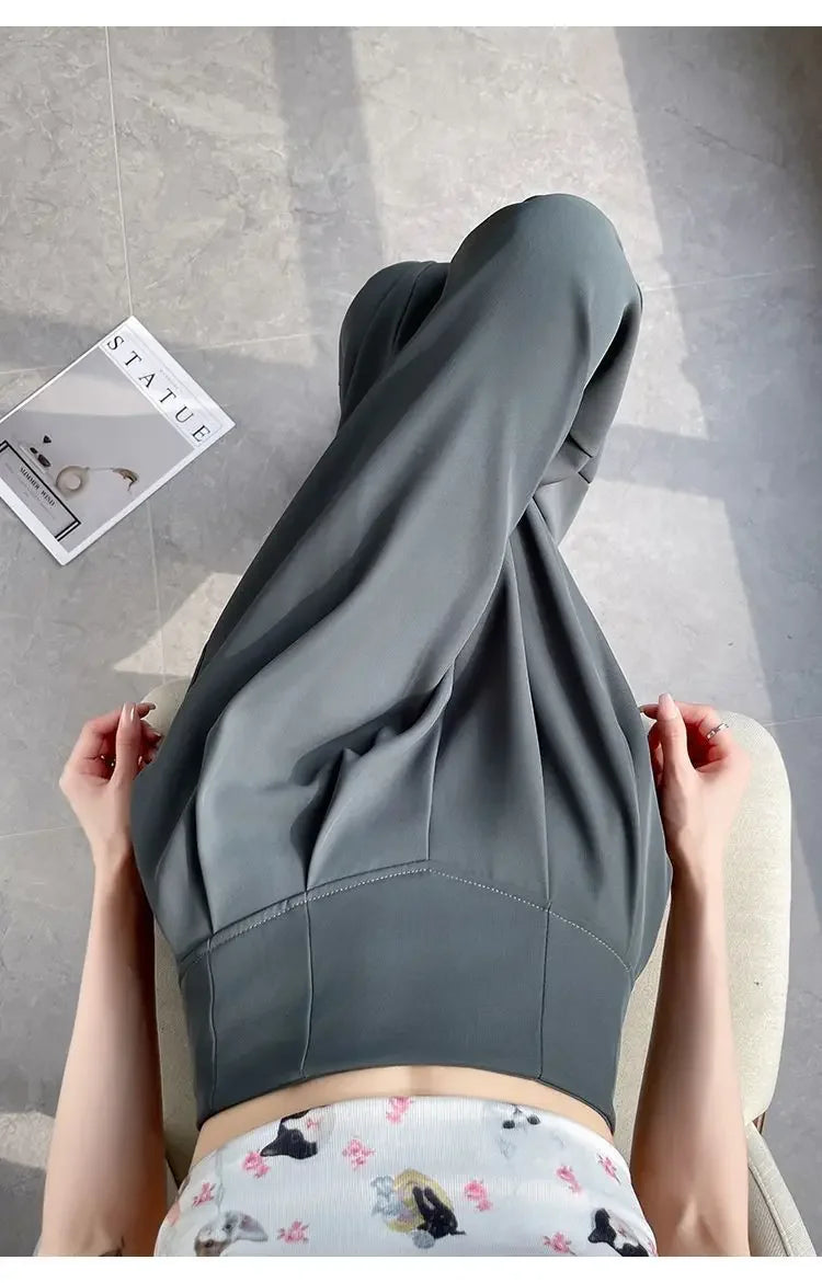 High Waist Wide Leg Straight Cut Casual Loose Long Pants Women's Suit Pants Spring Summer New Arrival Floor Length Trousers