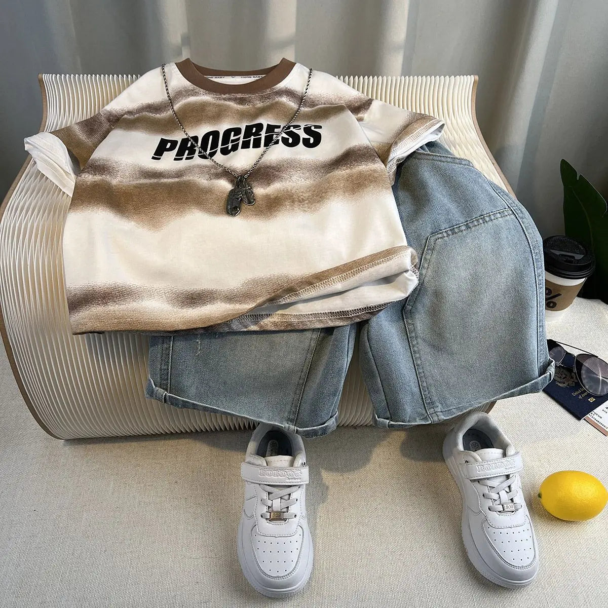 Hot Sale Fashion Baby Boy Suit Summer Clothes Short Sleeve T-shirt Short Jeans 2 Piece Set Kids Outfit  Children's Costume