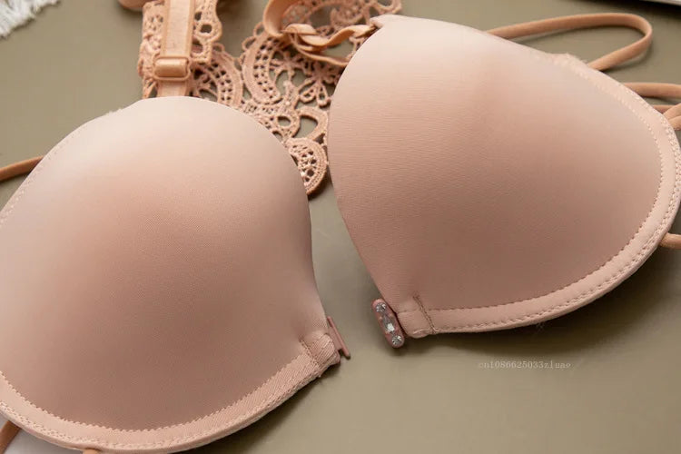 Sexy Woman Silky Underwear Comfortable Adjustable Bra Underwire Back Floral Embroidery Seamless Bra for Women Intimate Sleepwear
