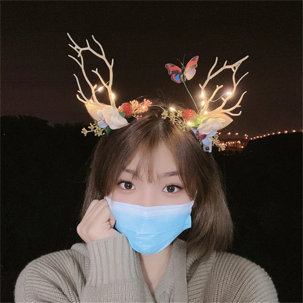 Christmas LED Light Antler Headband Cute  Christmas Party Atmosphere Decoration