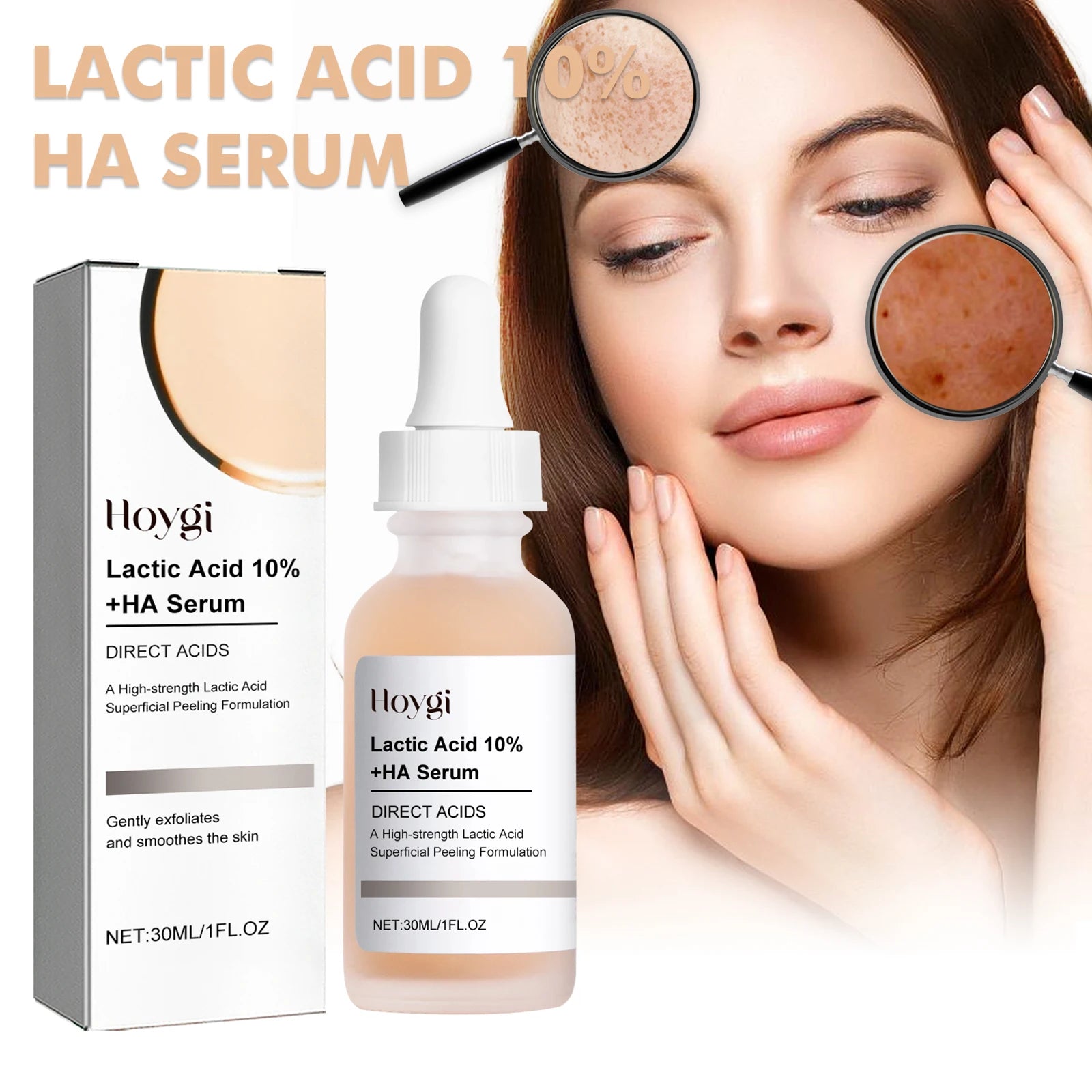 Lactic Acid Shrink Pores Serum Fast Large Pores Removal Firming Skin Essence Firming Smoothing Nourishing Repair Face Skin Care