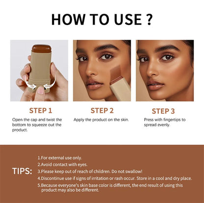 Stick Foundation Balm Brighten Skin Tint Foundation Stick Smooth Plumper Hight Coverage Travel Bronze Foundation Stick Makeup