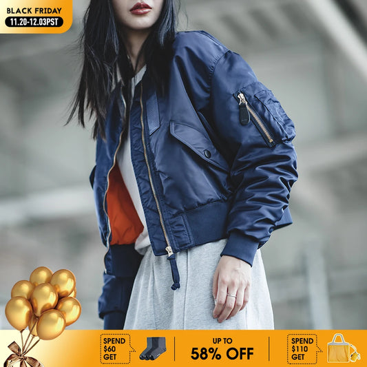 Maden Women Autumn and Winter Thickened Jacket Windproof Baseball Cotton Jacket Casual Outerwear Jacket Tops