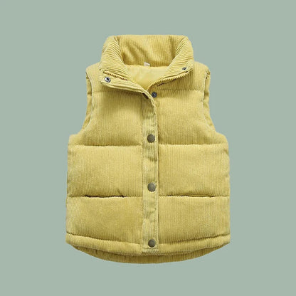 Kids Winter Vest Girls Boys Thicken Waistcoat Corduroy Outerwear Vest Children Cotton Jackets Vest For 2-10 Y Sleeveless Jacket