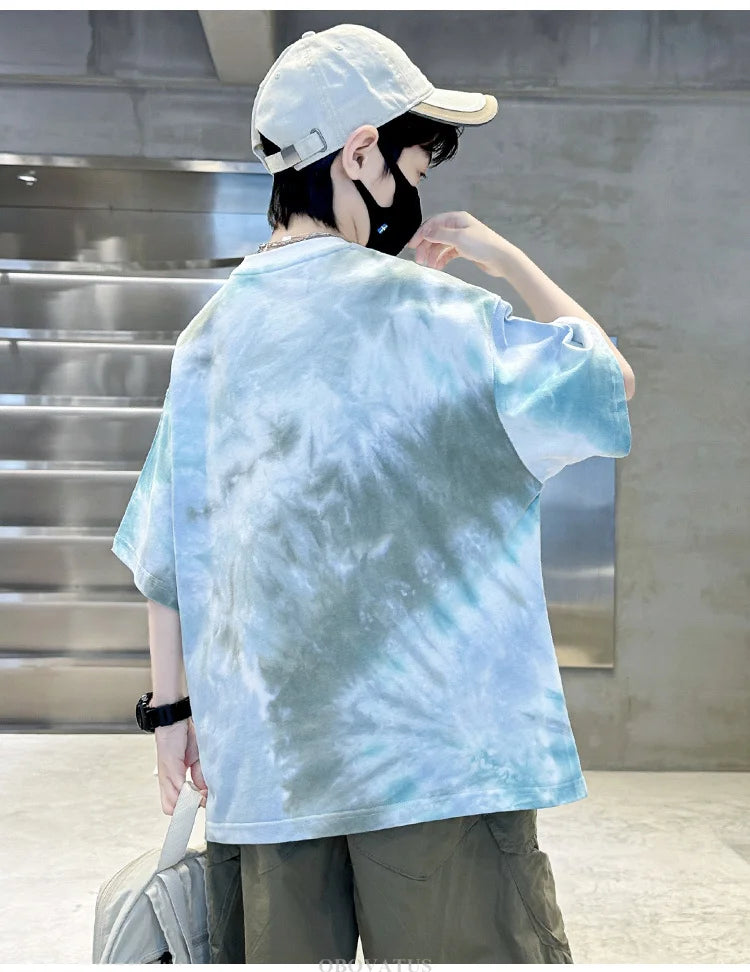 Korean Child Tee Top Clothing School Kids Summer Short Sleeve T-Shirt for Boys O-Neck Casual Tshirt Kids Luxury Clothes Costume