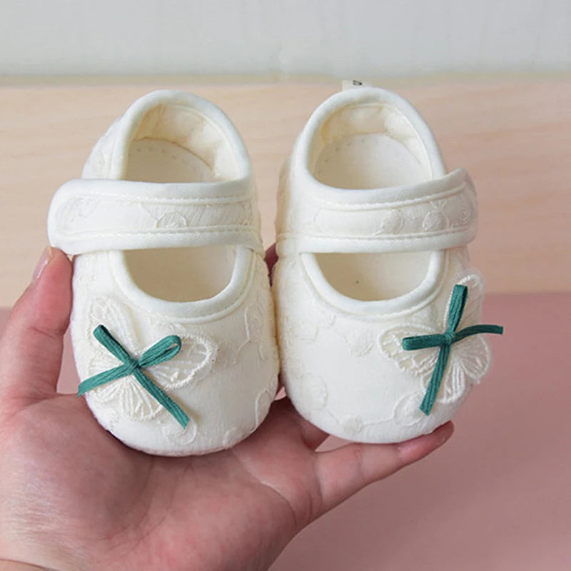 Baby Girl Cute Flats Non-slip Soft Soles Butterfly/Cherry Mary Jane Shoes Casual Walking Shoes for Newborn Toddler
