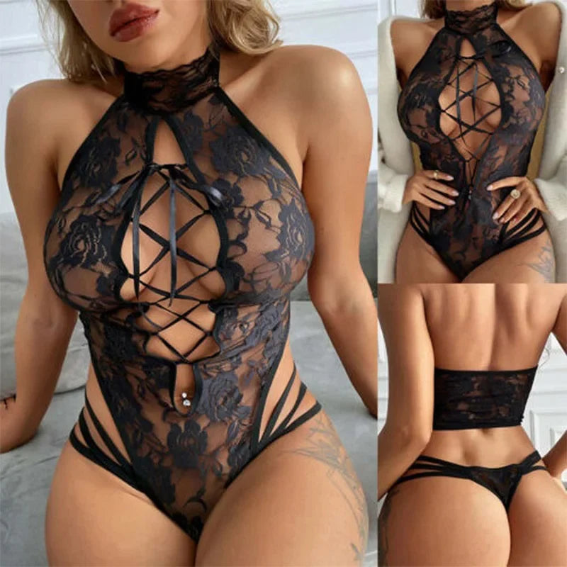 Sexy Bodysuit For Woman Plus Size Open Bra Crotchless Underwear Sexy Lingerie Lace Bodysuit Lenceria Erotic Mujer Sexi Costumes