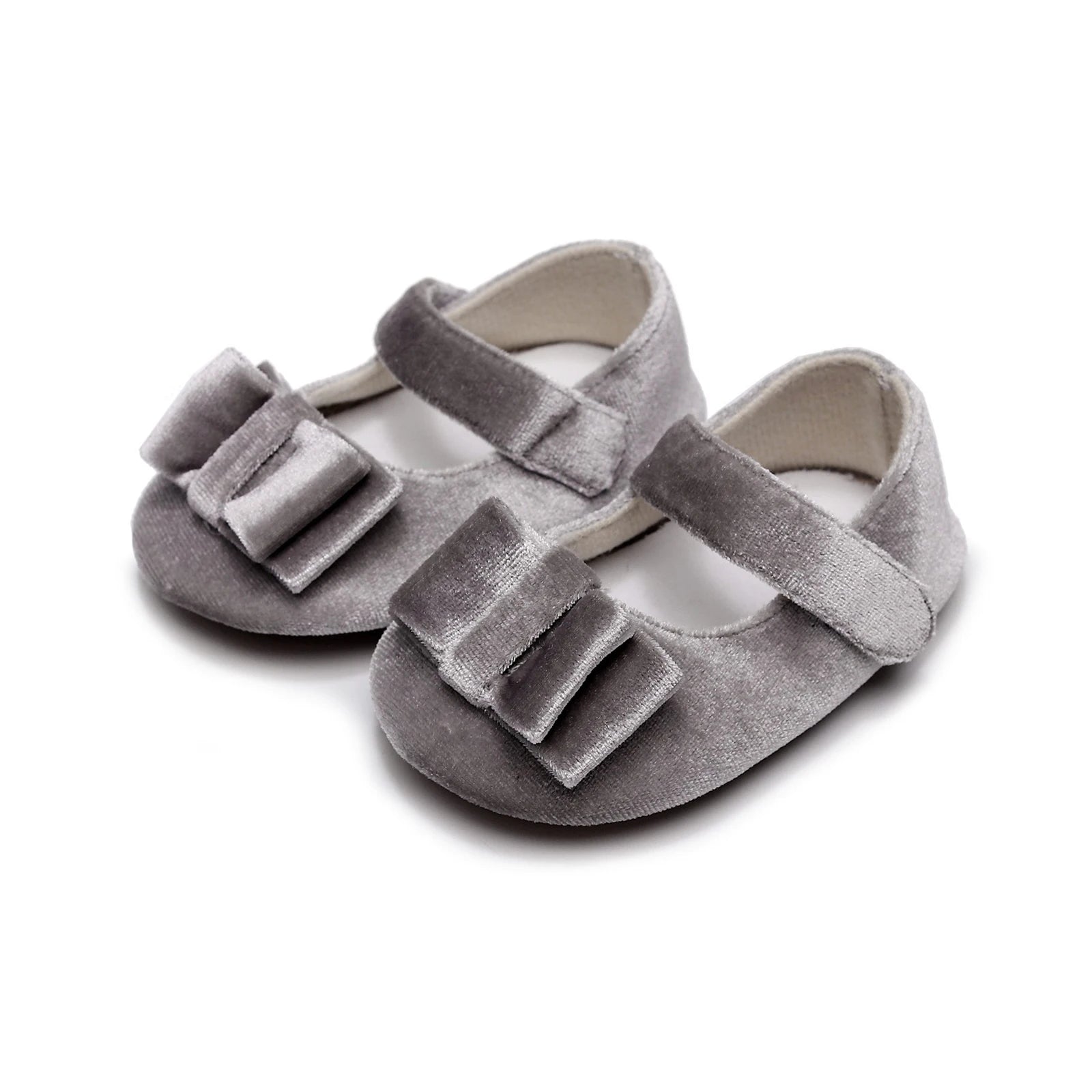 Newborn Baby Girls Mary Jane Flats Cute Bow First Walkers Velvet Non-Slip Mesh Crib Shoes Princess Dress Shoes Soft Sole Flat