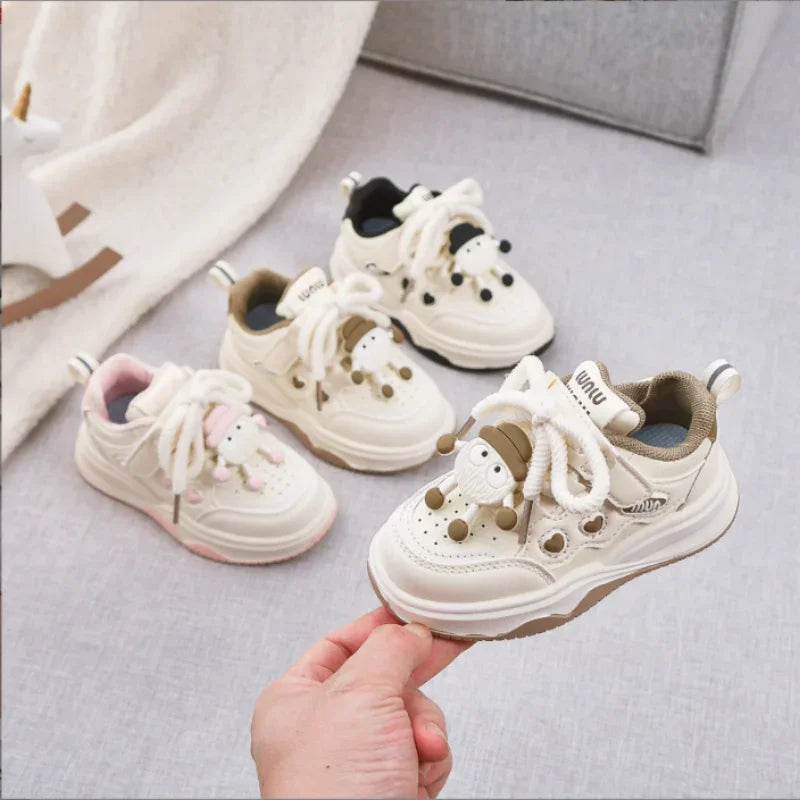 New Style Girls' Board Shoes With Fashionable Leather Surface Cute Casual Shoes Children S