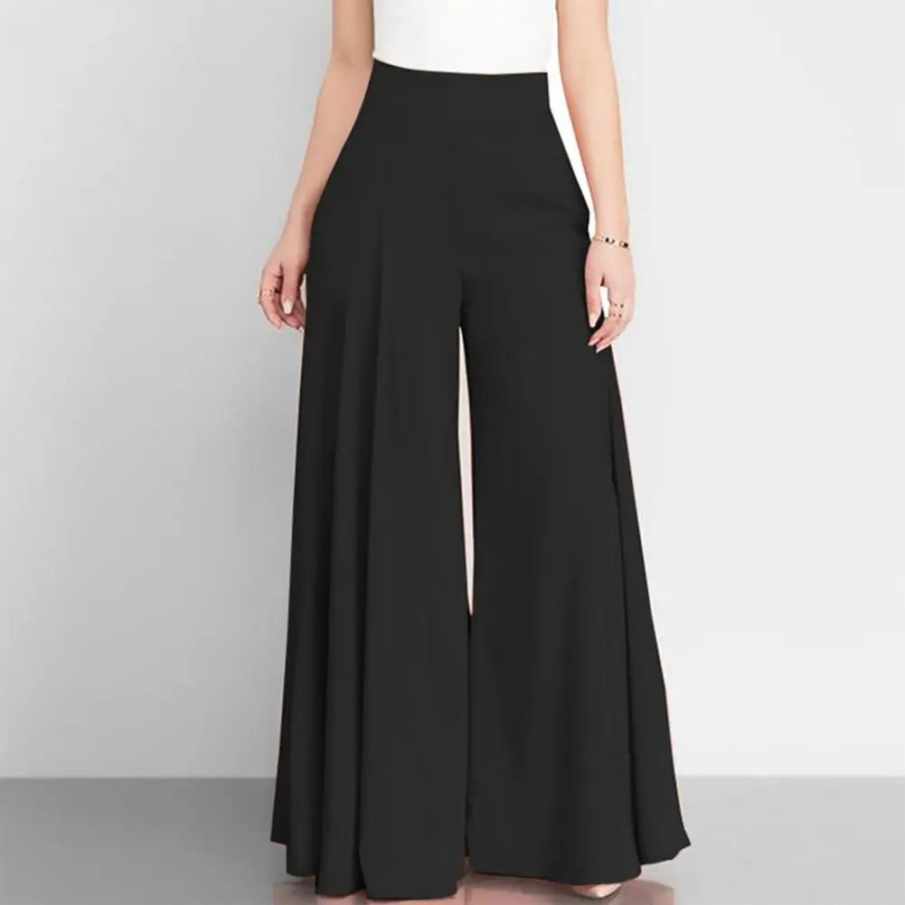 Fashion Women High Waist Wide Leg Pants Spring Autumn Female Elegant Flare Trousers Casual OL Solid Holiday Loose Long Pant