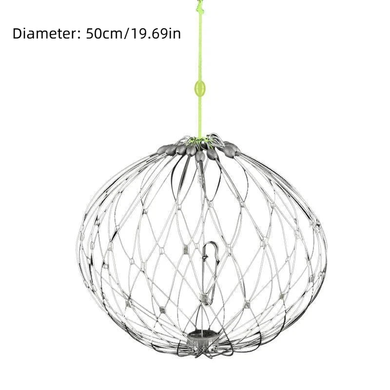 Fishing Net Cage Automatic Open Closing Wire Fish Crab Trap Net Steel Wire For Saltwater Seawater Outdoor Fishing Accessories