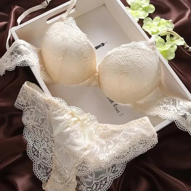 Girls Bra Sets for Women Push Up Bras Underwire Brassiere A B Cup Underwear Lingerie Three Quarters(3/4 Cup) Sexy Bralette Cheap