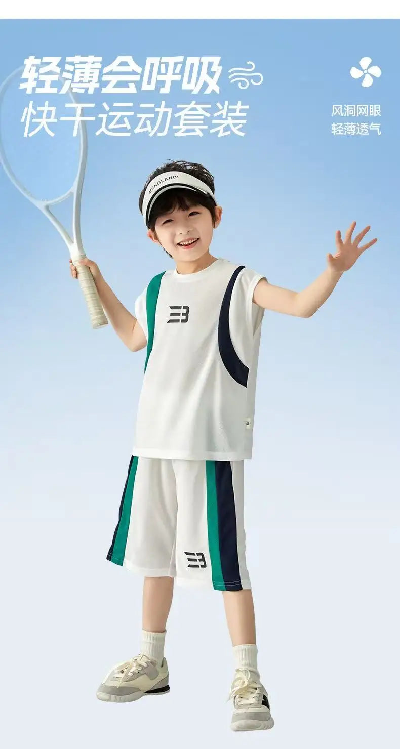 Boys Basketball Suit Summer Sportswear Comfortable Suit Vest Lightweight Shorts Children's Korean Version Handsome Two-piece Set