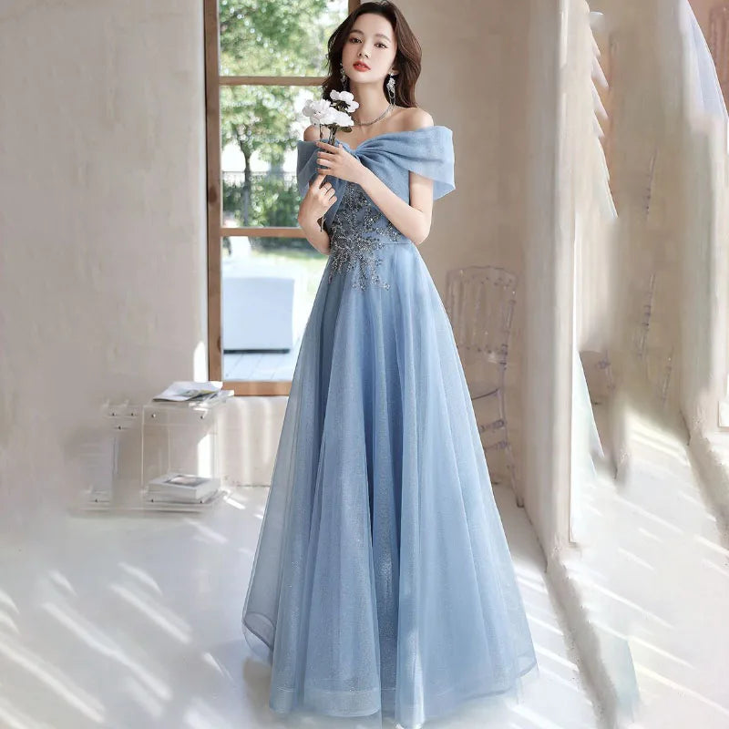 Birthday Party Evening Dresses Women Spring Summer New Slim Banquet Student Graduation Performance Dress Art Test Host Dress