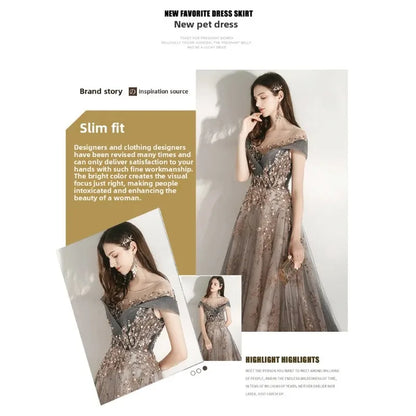 Banquet Evening Dress Dress Female 2025 New Style Temperament Company Annual Meeting Birthday Glitter Host Art Exam Tail Dress