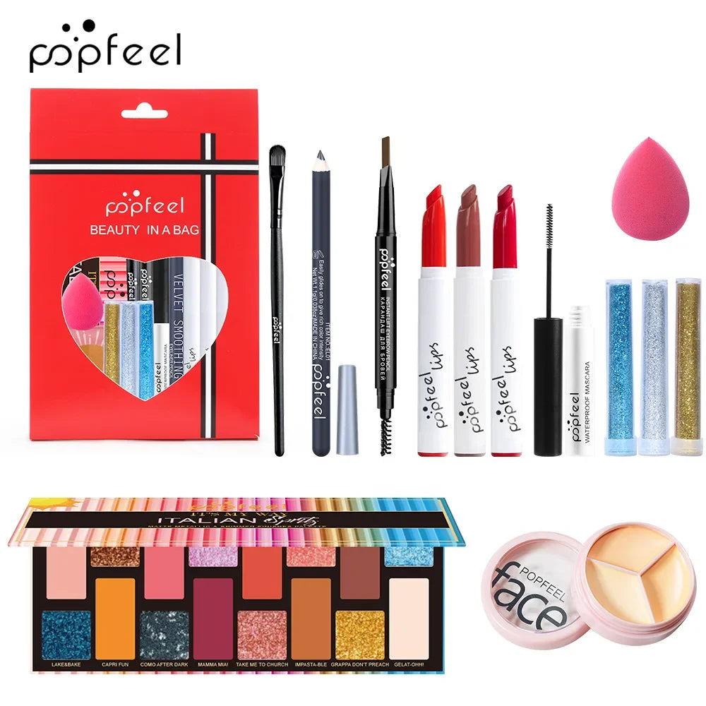 Best-Selling Popfeel Makeup Kit Full Set All in One Eye Shadow Eyebrow Eyeliner Lipstick Contour Powder Luxe Sets Gift Cosmetics