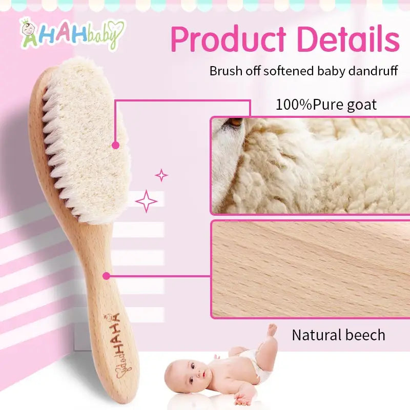 Baby Hair Brush for Hair Personalized Baby Brush Soft Goat Bristle Kids Hair Brush