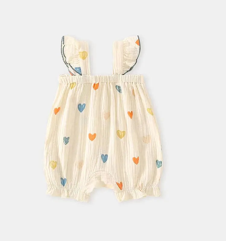 Summer Sweet Sle Baby Girl Rer Print Thin Svel Clothes for Babies Heart Pattern Cler Suit Casual Summer Outfit