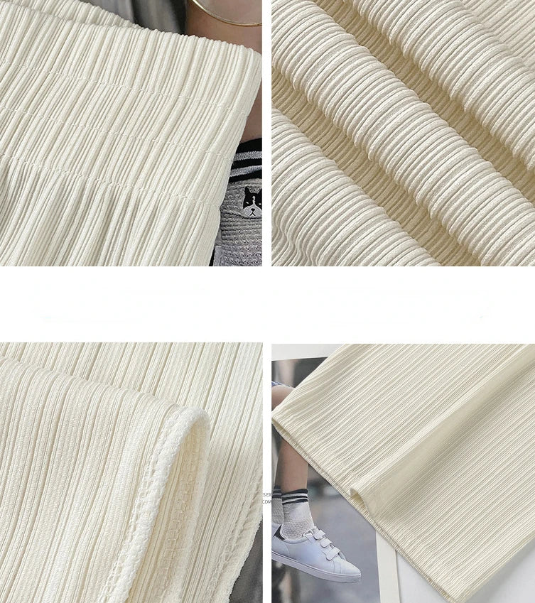 Spring Summer Ice Silk Wide Leg Pants for Women Korean Thin Chiffon High Waist Saggy Loose Straight Casual Fashion Trousers