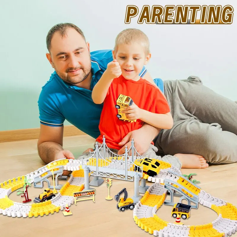 Kids Electric Track Toy Engineering Minin Car Set Puzzle Boy Toys Track Car Train Toys For Children Birthday Christmas Gifts