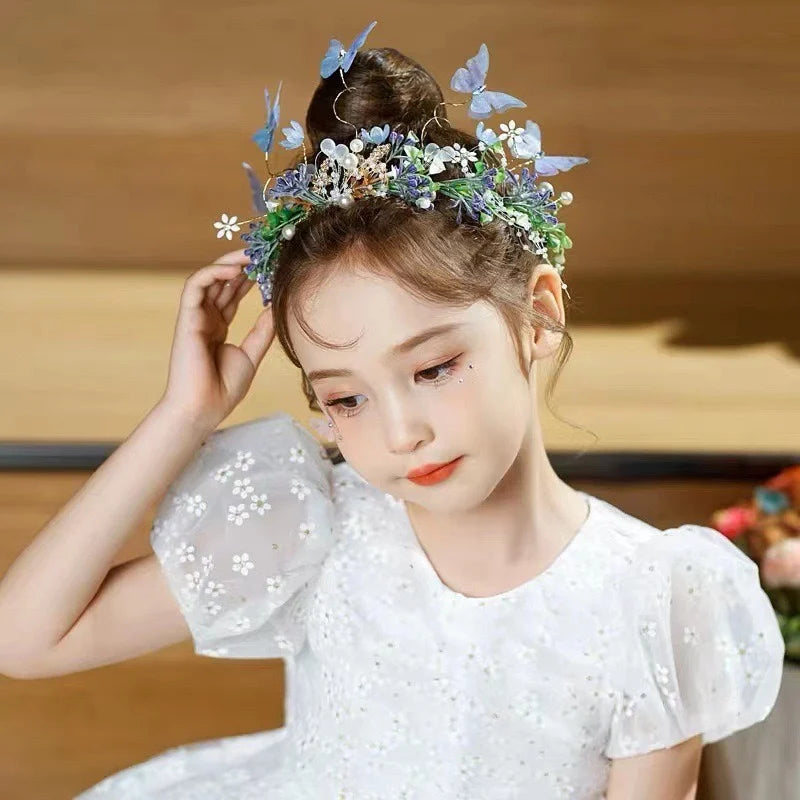 Sweet crowns for bouquets Headband For Kid  Forest Style Hairbands Girl butterfly flower crown Hair Band Flower headpiece