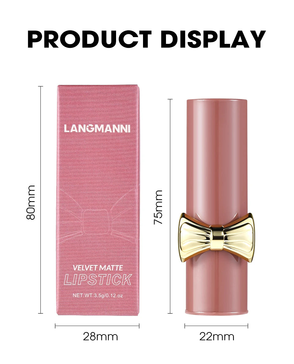 Bowknot Lipstick Matte Velvet Nude Lipstick Brightly Coloured Lip Tint Balm Non-stick Cup Smooth Sexy Red Pink Lip Glaze Makeup