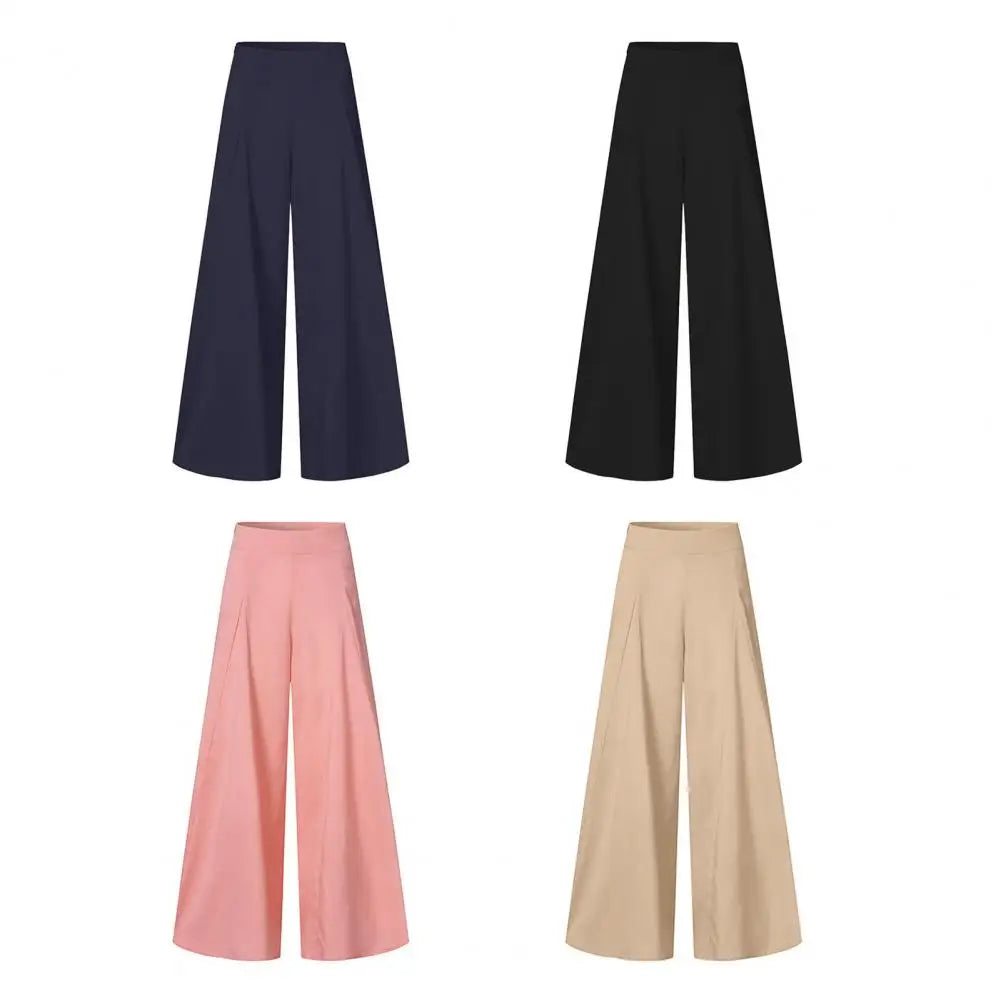 Fashion Women High Waist Wide Leg Pants Spring Autumn Female Elegant Flare Trousers Casual OL Solid Holiday Loose Long Pant