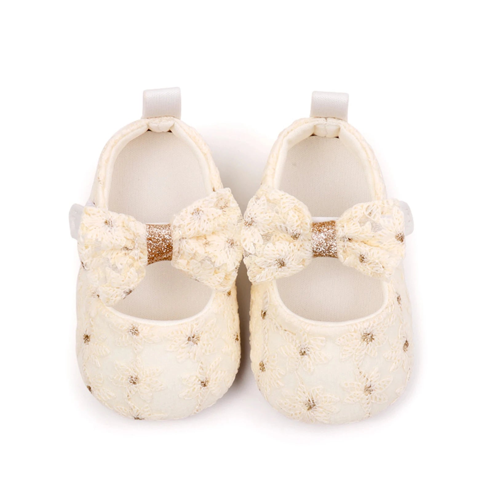 Newborn Baby Girls Mary Jane Flats Cute Bowknot Wedding Dress Shoes Non-Slip First Walkers Embroidery Flower Soft Shoes