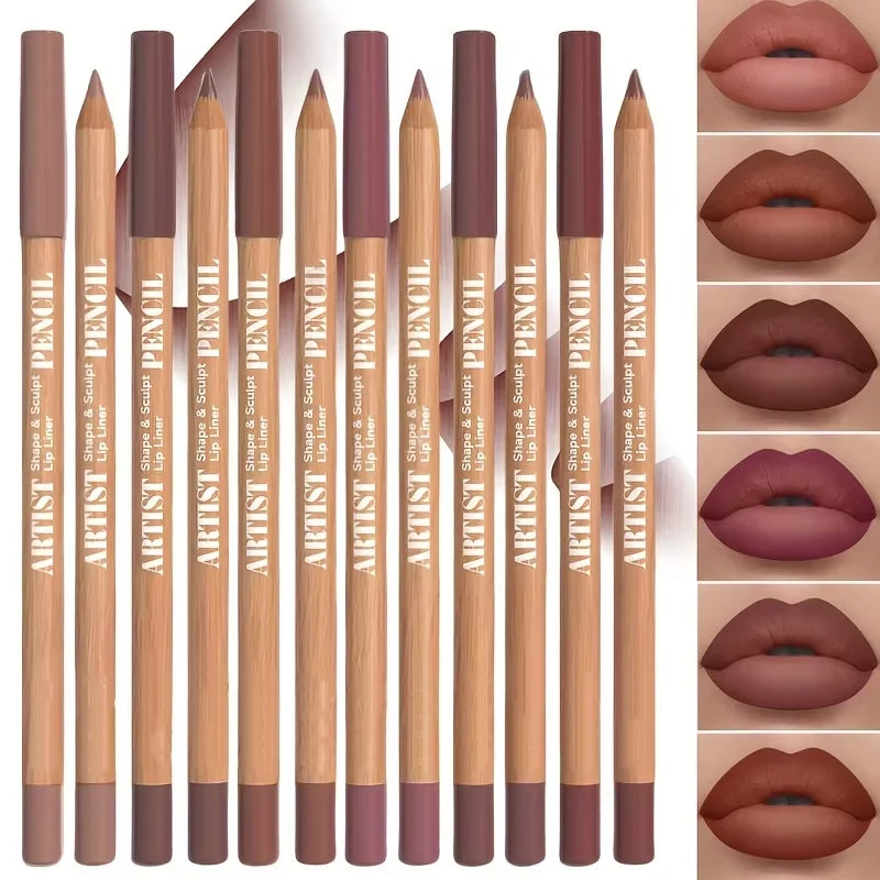 Velvet Matte Lip Liner Set - Long-Lasting Versatile Shades Longlasting Lip Makeup Berry, Brown, Pink Lip Pencil
