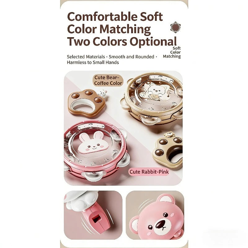Baby Hand Beat Drum Percussion Instrument Toy Set Baby Puzzle Early Education Enlightenment Toy Safety Material Grasping Train